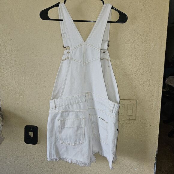 Free People Sunkissed Denim Short Overalls Size 6 Womens Jean Overall Zip Up S - Picture 7 of 9